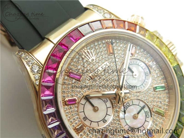 RelaxedFit Daytona 116595RBOW RG Rainbow Crystal BLF Best Edition Diamonds Dial on Rubber Strap A 2858