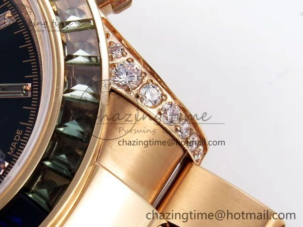 Daytona 116595RBOW RG Rainbow Crystal N6F Best Edition Black Dial on RG Bracelet SA Bold 1451