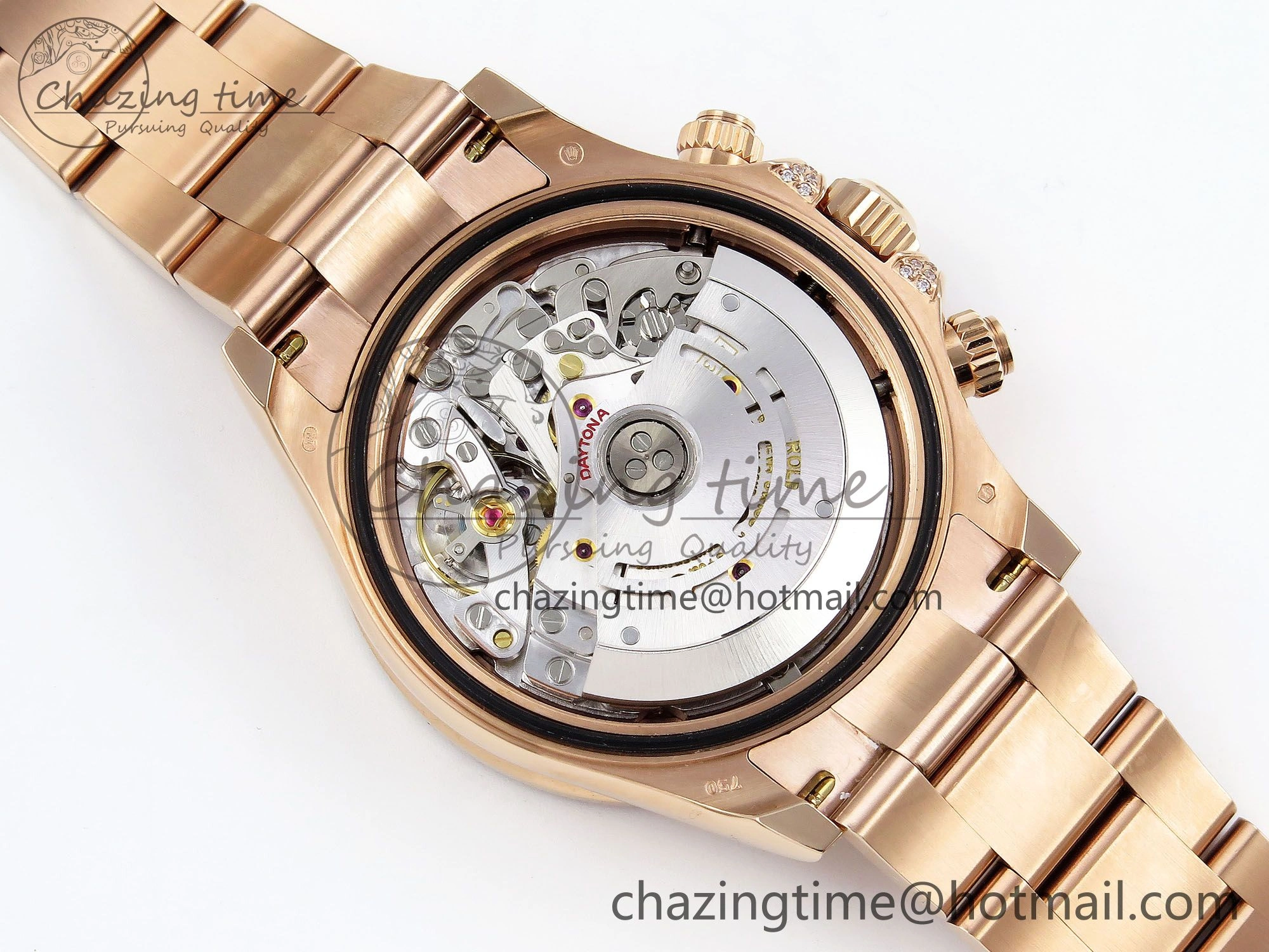 Daytona 116595RBOW RG Rainbow Crystal N6F Best Edition Black Dial on RG Bracelet SA Bold 1451