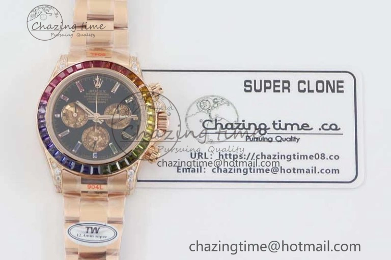 StreetReady Daytona 116595RBOW RG TWF 1:1 Best Edition 904L Steel Black RG Dial on RG Bracelet A 2403