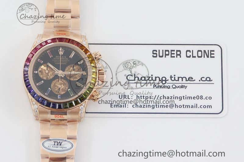 StreetReady Daytona 116595RBOW RG TWF 1:1 Best Edition 904L Steel Black RG Dial on RG Bracelet A 2403