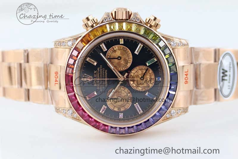 StreetReady Daytona 116595RBOW RG TWF 1:1 Best Edition 904L Steel Black RG Dial on RG Bracelet A 2403