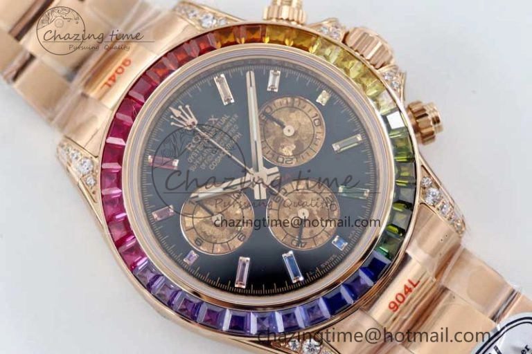 StreetReady Daytona 116595RBOW RG TWF 1:1 Best Edition 904L Steel Black RG Dial on RG Bracelet A 2403