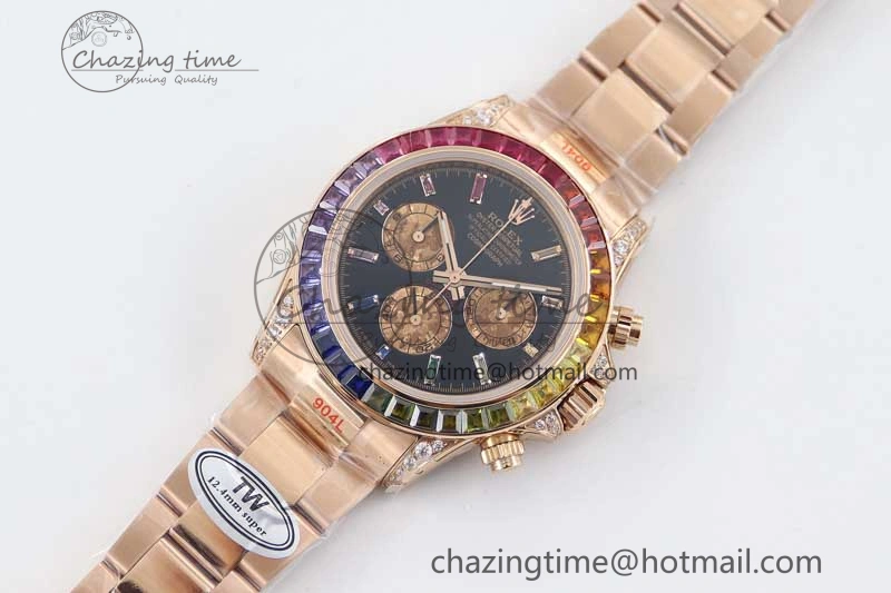 StreetReady Daytona 116595RBOW RG TWF 1:1 Best Edition 904L Steel Black RG Dial on RG Bracelet A 2403