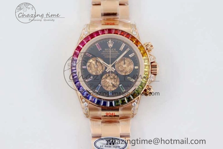 StreetReady Daytona 116595RBOW RG TWF 1:1 Best Edition 904L Steel Black RG Dial on RG Bracelet A 2403