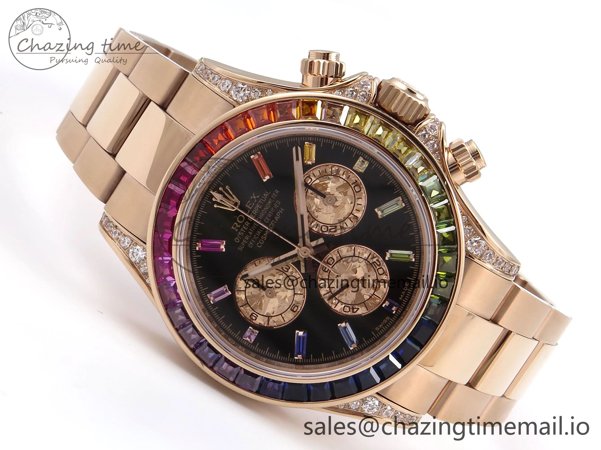 Daytona 116595RBOW Rainbow ZF 1:1 Best Edition Black Diamonds Dial on RG Bracelet SH Colorful 1120
