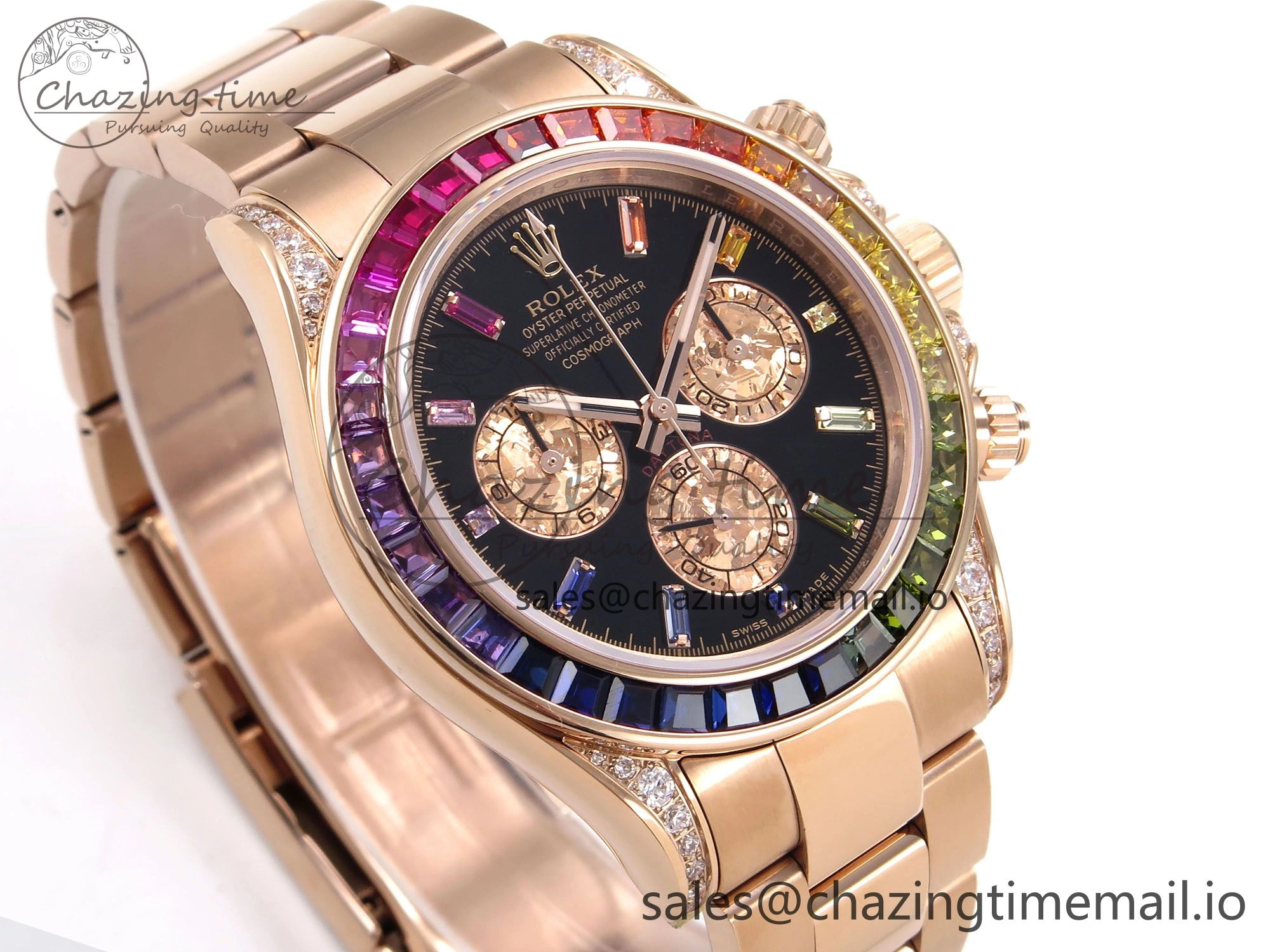 Daytona 116595RBOW Rainbow ZF 1:1 Best Edition Black Diamonds Dial on RG Bracelet SH Colorful 1120