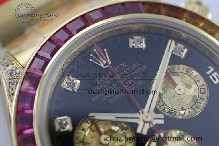 Daytona 116595RBOW YG TWF 1:1 Best Edition 904L Steel Black YG Diamonds Dial on YG Bracelet A EasyMatch 2406