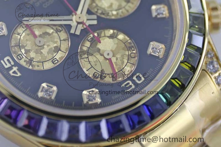 Daytona 116595RBOW YG TWF 1:1 Best Edition 904L Steel Black YG Diamonds Dial on YG Bracelet A EasyMatch 2406