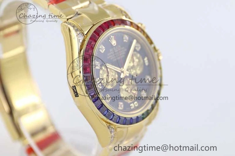 Daytona 116595RBOW YG TWF 1:1 Best Edition 904L Steel Black YG Diamonds Dial on YG Bracelet A EasyMatch 2406