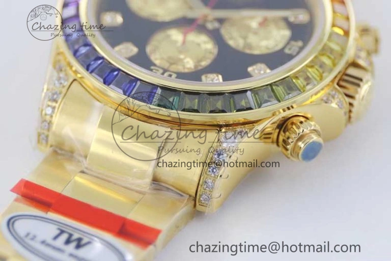 Daytona 116595RBOW YG TWF 1:1 Best Edition 904L Steel Black YG Diamonds Dial on YG Bracelet A EasyMatch 2406