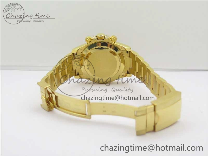Fashionable Daytona 116598 Wrapped YG Case and Bracelet WWF 1:1 Best Edition YG Dial Real Diamond Markers On YG Bracelet SA 2594