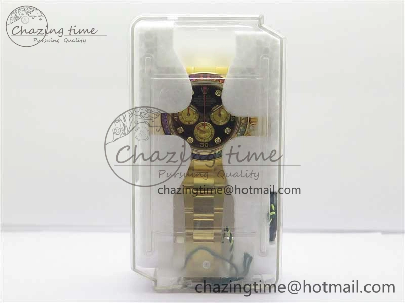 Fashionable Daytona 116598 Wrapped YG Case and Bracelet WWF 1:1 Best Edition YG Dial Real Diamond Markers On YG Bracelet SA 2594