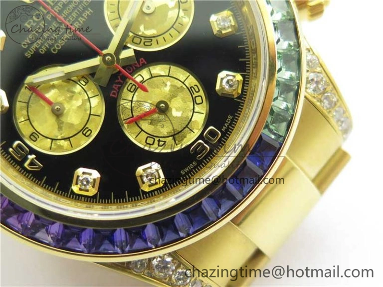 Fashionable Daytona 116598 Wrapped YG Case and Bracelet WWF 1:1 Best Edition YG Dial Real Diamond Markers On YG Bracelet SA 2594