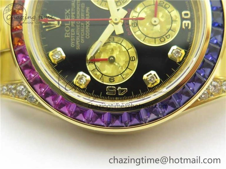 Fashionable Daytona 116598 Wrapped YG Case and Bracelet WWF 1:1 Best Edition YG Dial Real Diamond Markers On YG Bracelet SA 2594