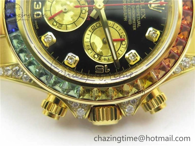 Fashionable Daytona 116598 Wrapped YG Case and Bracelet WWF 1:1 Best Edition YG Dial Real Diamond Markers On YG Bracelet SA 2594