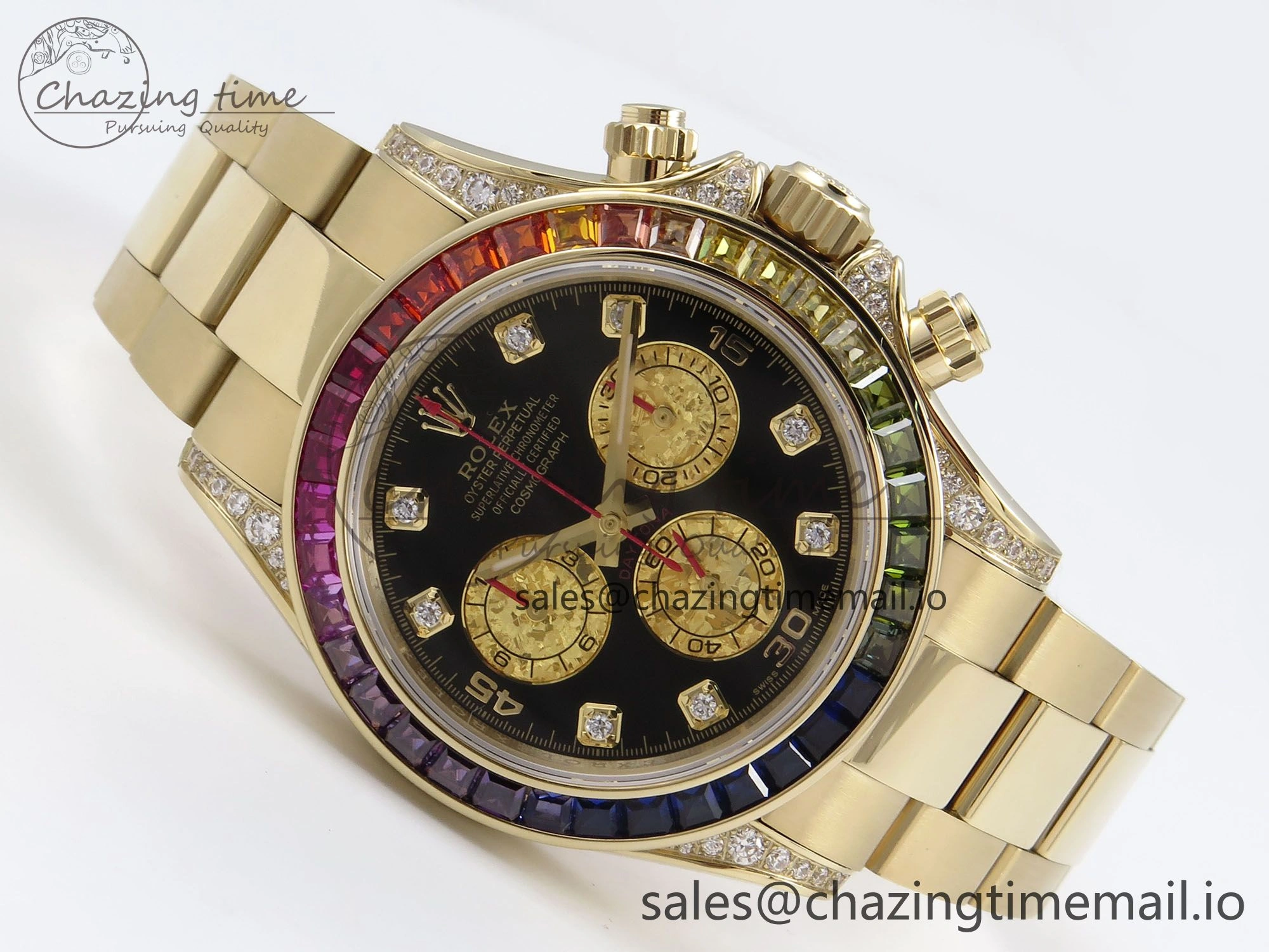 Daytona 116598RBOW Rainbow ZF 1:1 Best Edition Black Diamonds Dial on YG Bracelet SH Affordable 1119