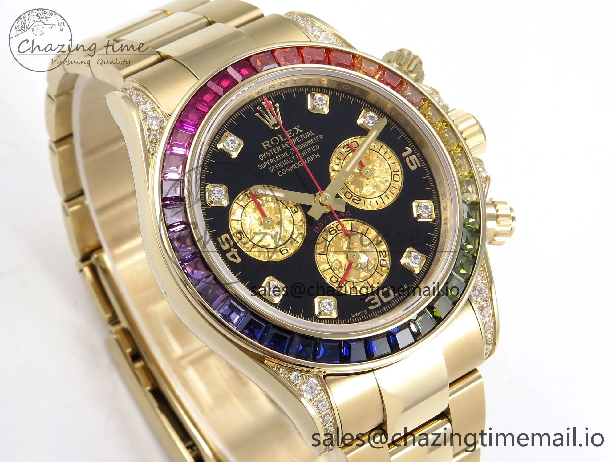 Daytona 116598RBOW Rainbow ZF 1:1 Best Edition Black Diamonds Dial on YG Bracelet SH Affordable 1119