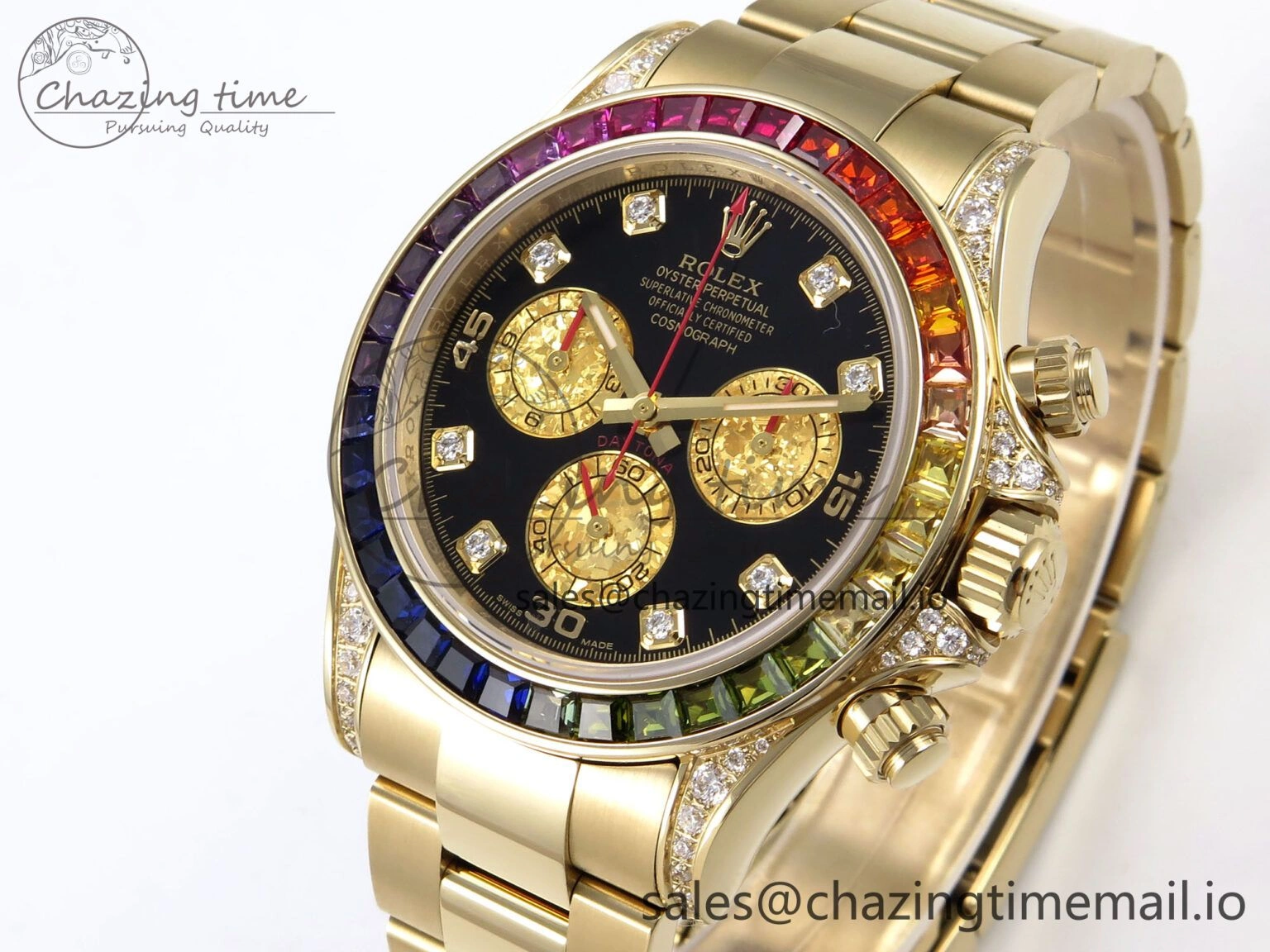 Daytona 116598RBOW Rainbow ZF 1:1 Best Edition Black Diamonds Dial on YG Bracelet SH Affordable 1119