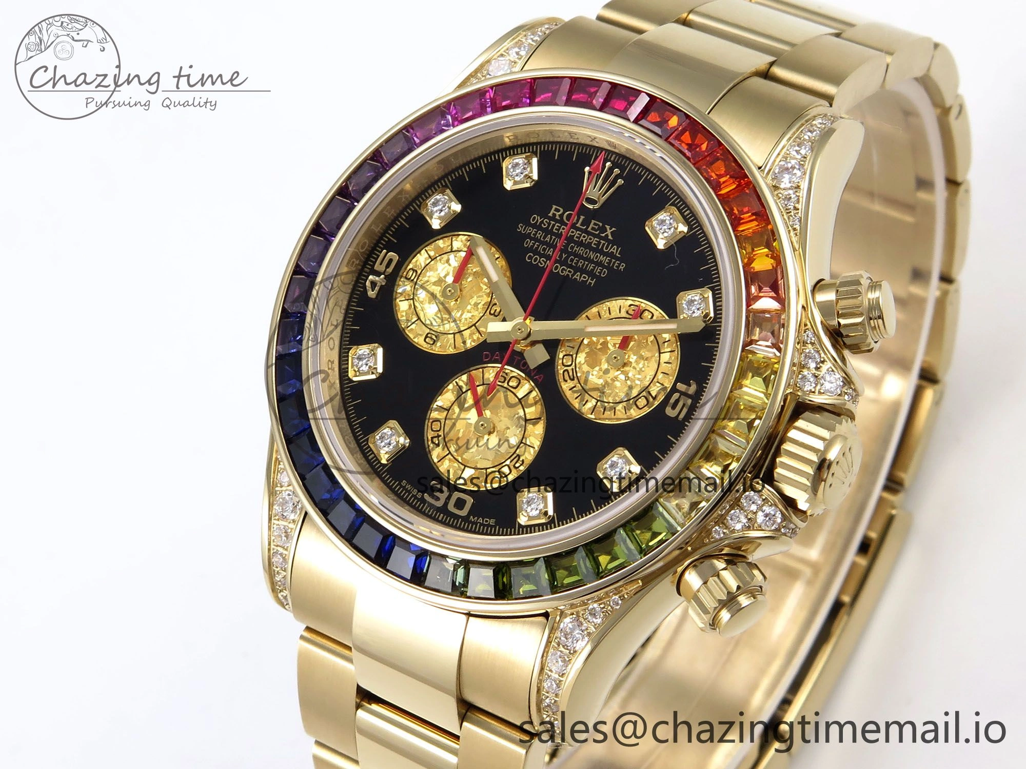 Daytona 116598RBOW Rainbow ZF 1:1 Best Edition Black Diamonds Dial on YG Bracelet SH Affordable 1119