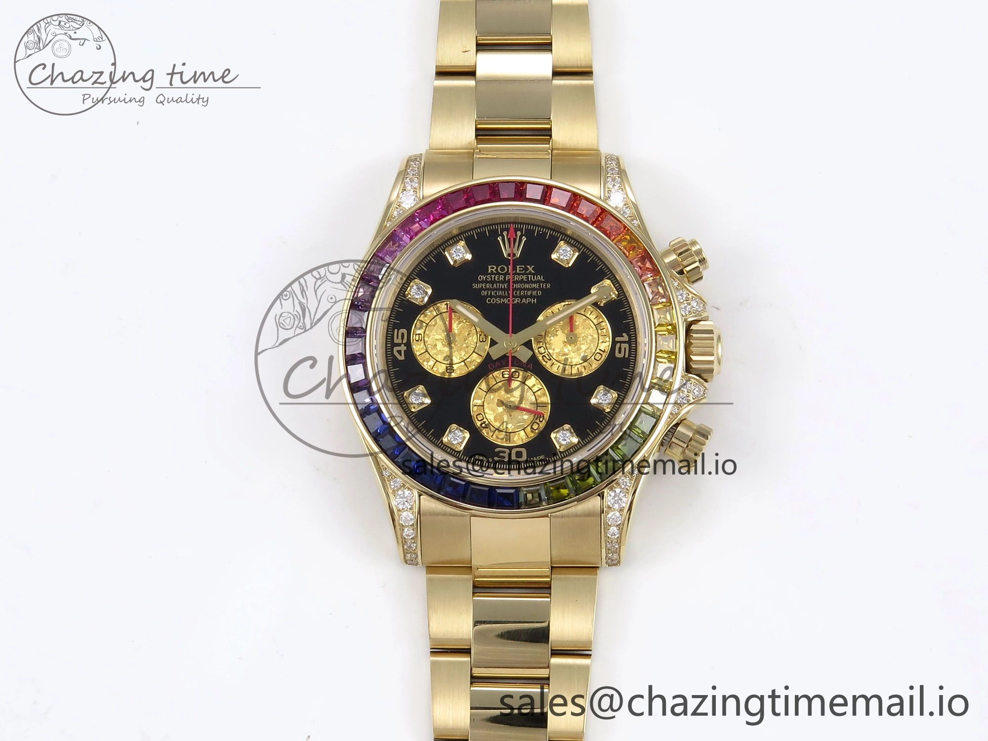 Daytona 116598RBOW Rainbow ZF 1:1 Best Edition Black Diamonds Dial on YG Bracelet SH Affordable 1119