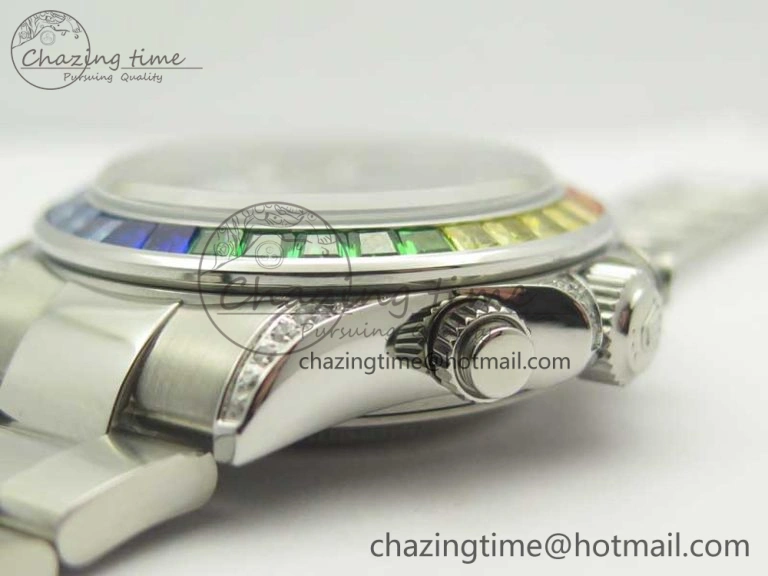 UrbanChic Daytona 116599RBOW SS Rainbow Crystal BLF Best Edition Black Dial on SS Bracelet A 3354