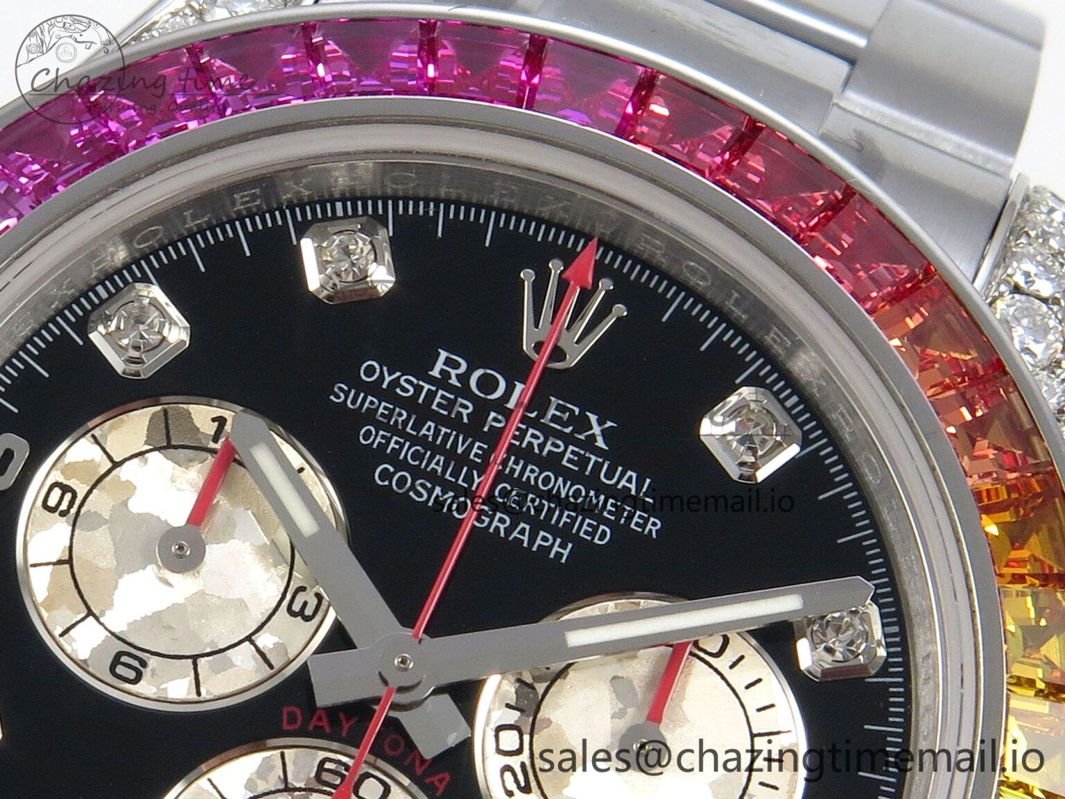 Lightweight Daytona 116599rbow 3CF 1:1 Best Edition Rainbow Diamonds Bezel Black Diamonds Dial on SS Bracelet SH4130 V2(Mod Version) 138