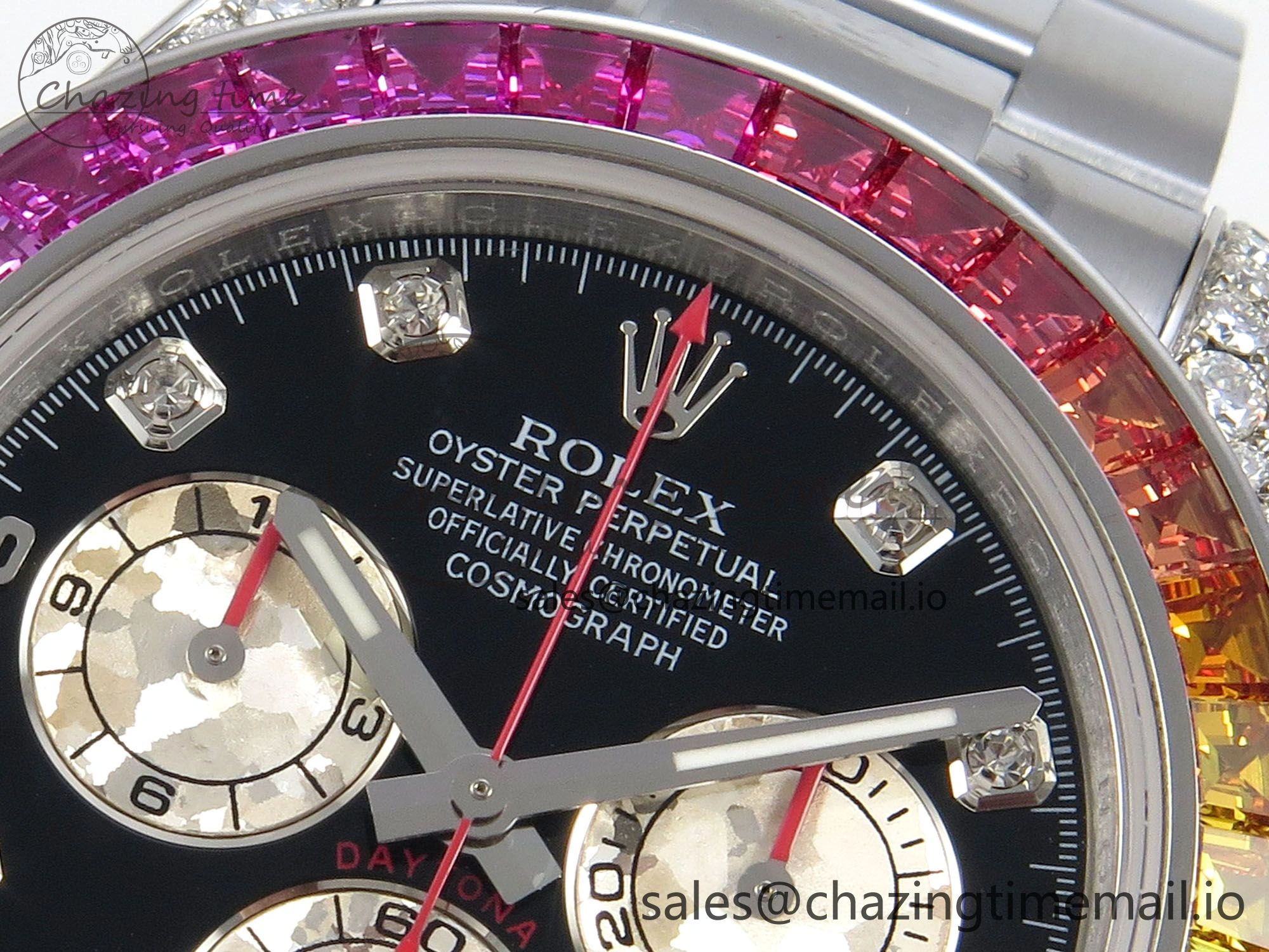 Lightweight Daytona 116599rbow 3CF 1:1 Best Edition Rainbow Diamonds Bezel Black Diamonds Dial on SS Bracelet SH4130 V2(Mod Version) 138