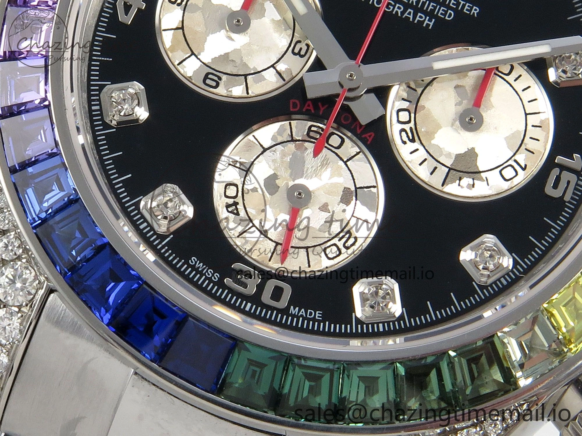 Lightweight Daytona 116599rbow 3CF 1:1 Best Edition Rainbow Diamonds Bezel Black Diamonds Dial on SS Bracelet SH4130 V2(Mod Version) 138