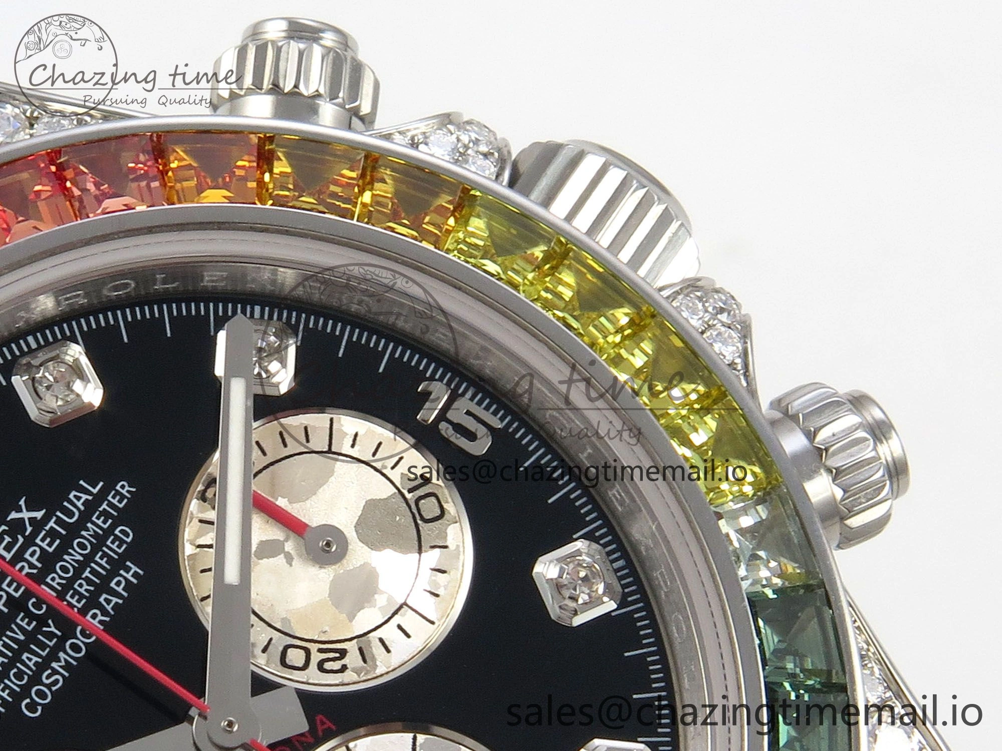 Lightweight Daytona 116599rbow 3CF 1:1 Best Edition Rainbow Diamonds Bezel Black Diamonds Dial on SS Bracelet SH4130 V2(Mod Version) 138