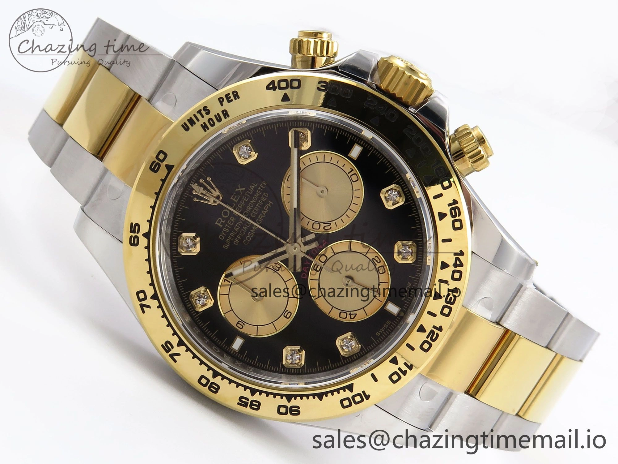 Efficient Daytona 126503 APSF 1:1 Best Edition YG Black Diamonds Dial on YG SS Bracelet SH 1024