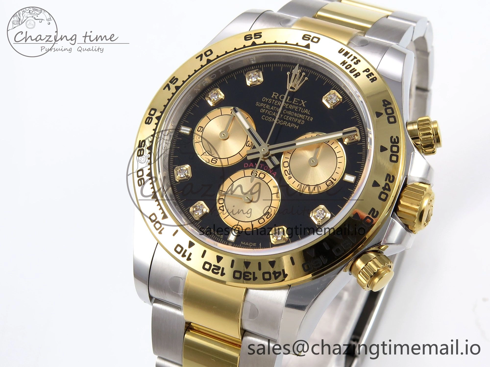 Efficient Daytona 126503 APSF 1:1 Best Edition YG Black Diamonds Dial on YG SS Bracelet SH 1024
