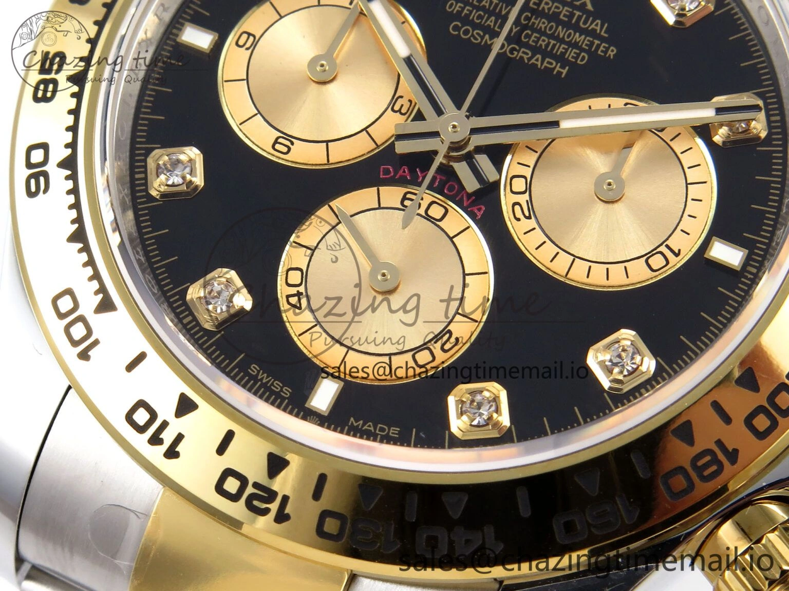 Efficient Daytona 126503 APSF 1:1 Best Edition YG Black Diamonds Dial on YG SS Bracelet SH 1024
