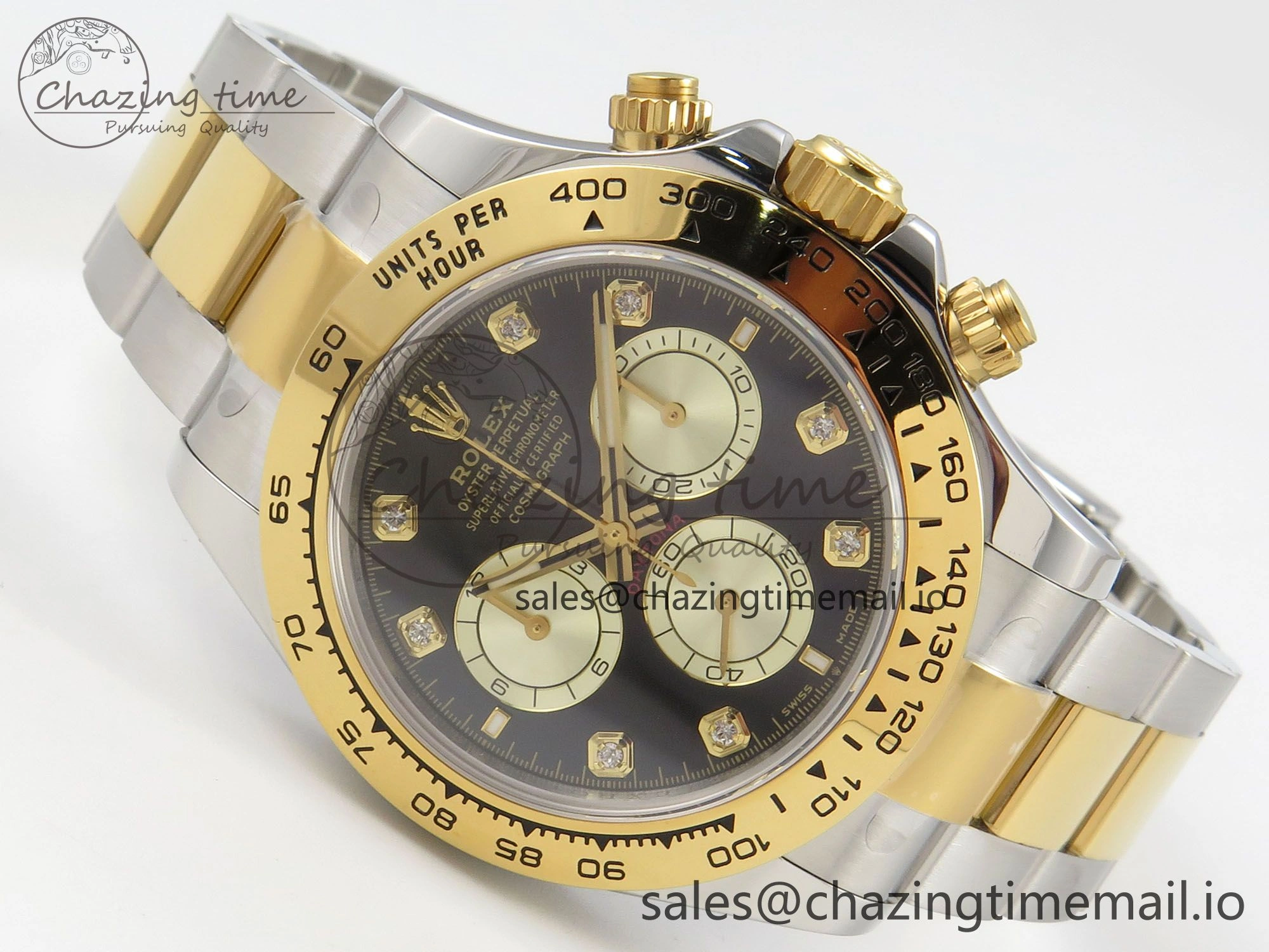 Daytona 126503 Clean 1:1 Best Edition 904L Black YG Diamond Dial on SS YG Bracelet Super Clone DD Popular 241