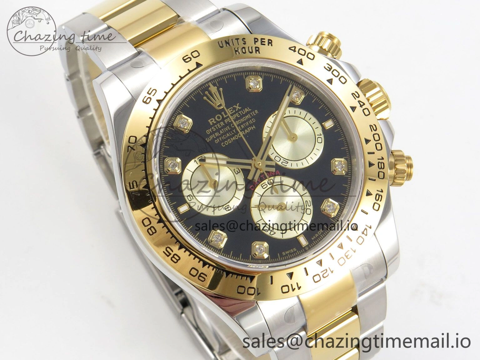 Daytona 126503 Clean 1:1 Best Edition 904L Black YG Diamond Dial on SS YG Bracelet Super Clone DD Popular 241