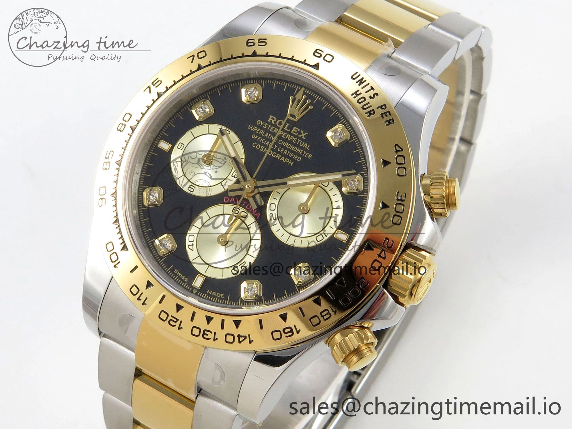 Daytona 126503 Clean 1:1 Best Edition 904L Black YG Diamond Dial on SS YG Bracelet Super Clone DD Popular 241