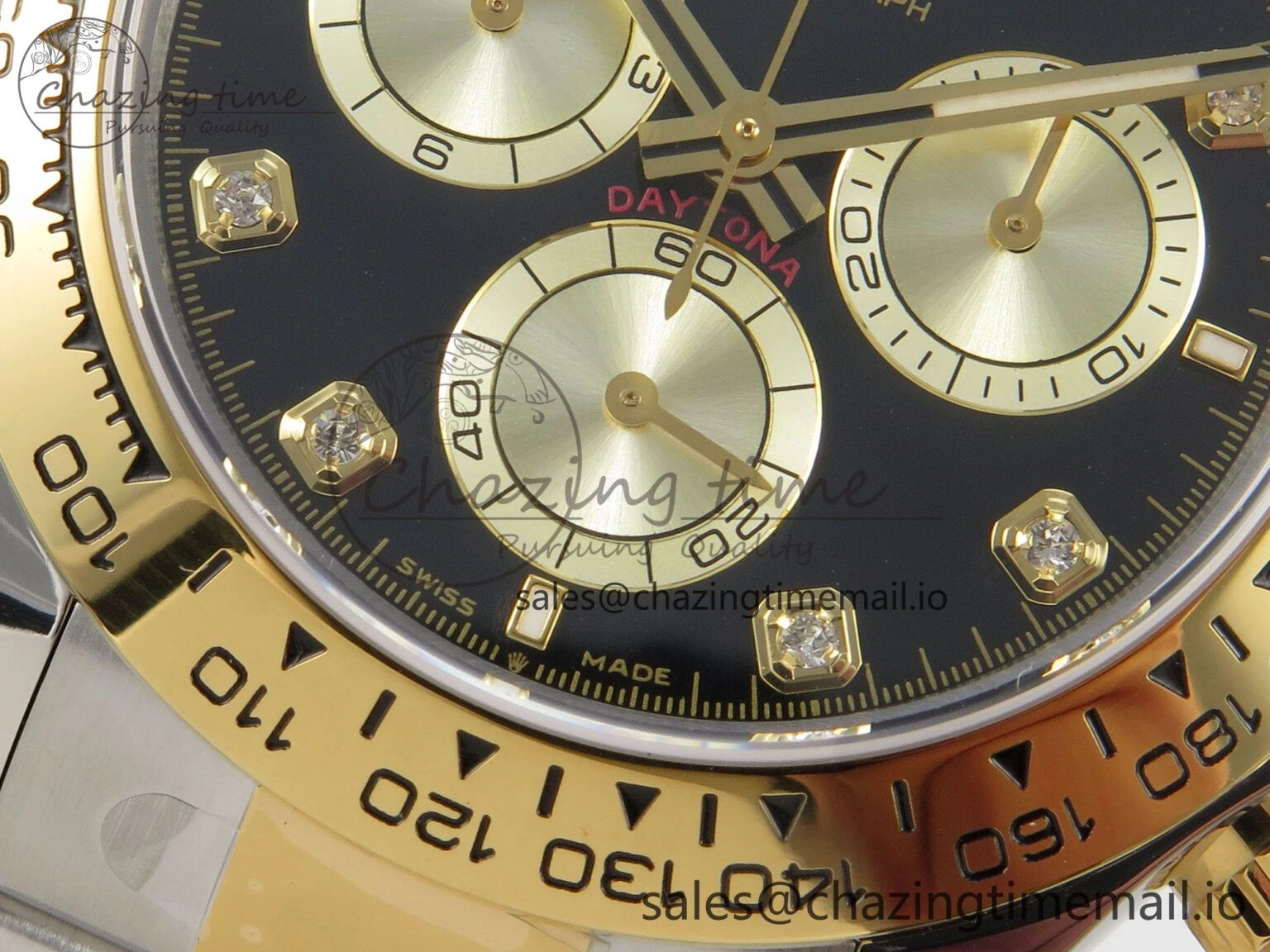 Daytona 126503 Clean 1:1 Best Edition 904L Black YG Diamond Dial on SS YG Bracelet Super Clone DD Popular 241