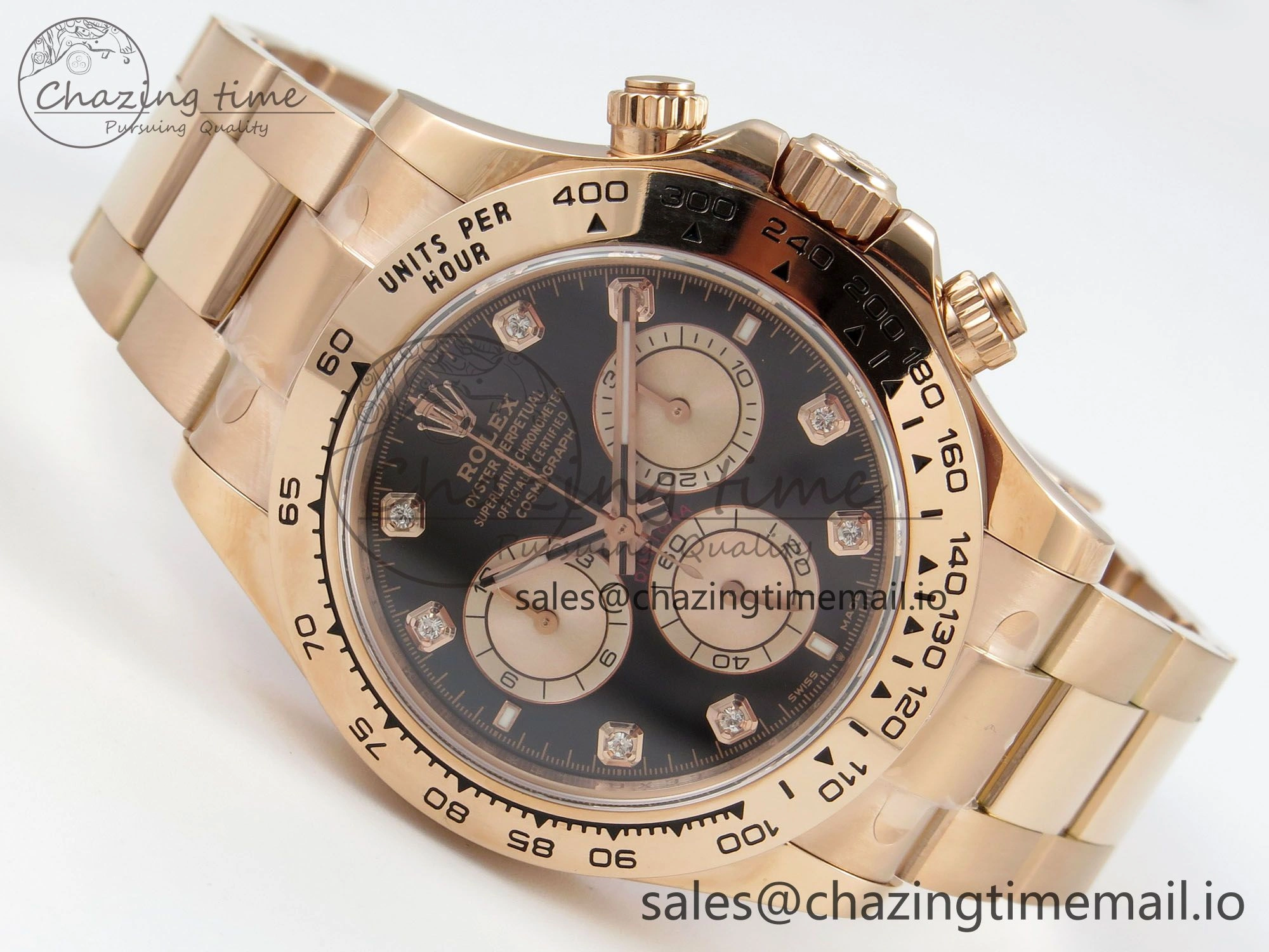 EasyCare Daytona 126505 1:1 Best Edition Clean RG Black Diamonds Dial on RG Bracelet Super Clone DD 249