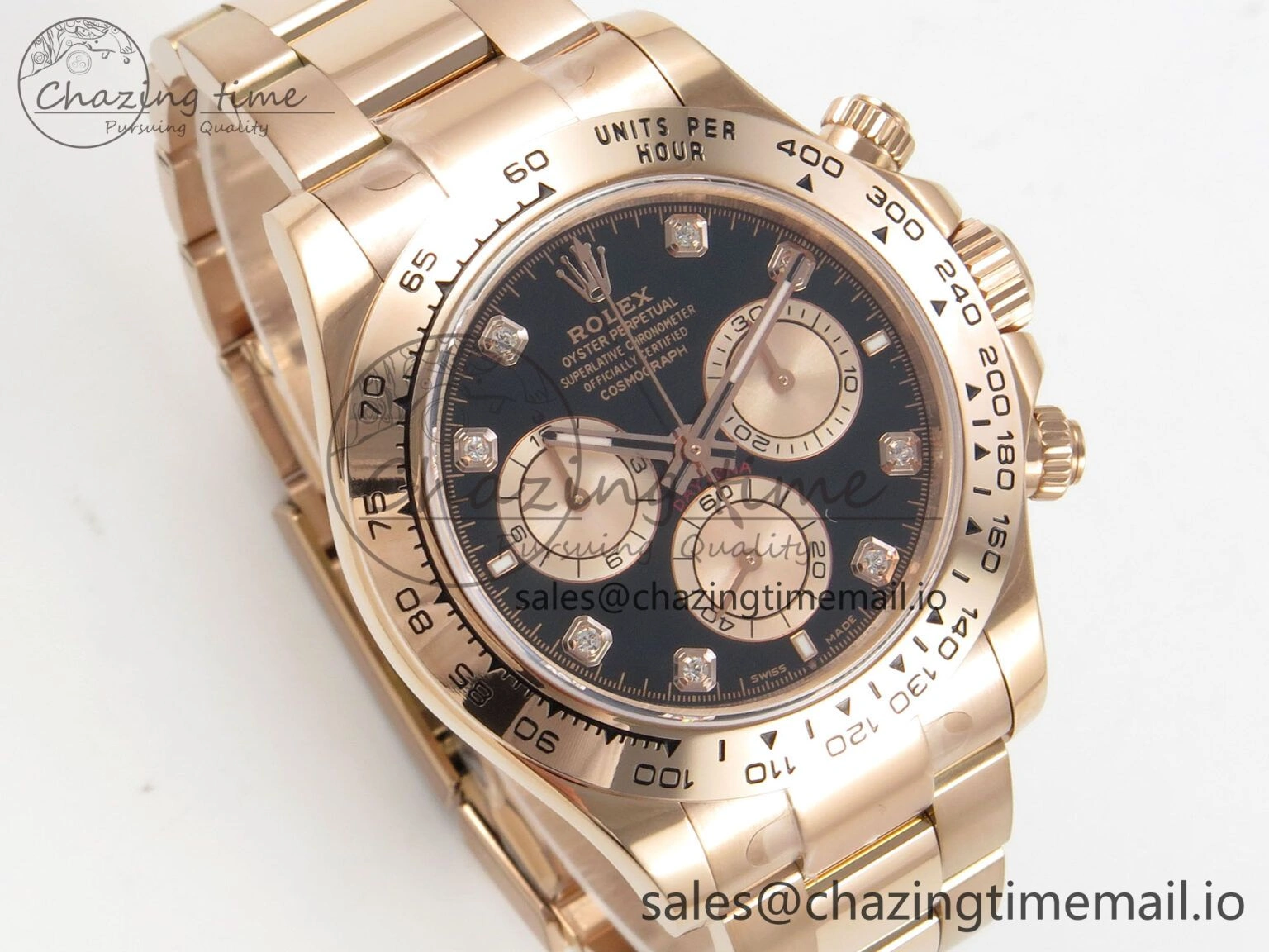 EasyCare Daytona 126505 1:1 Best Edition Clean RG Black Diamonds Dial on RG Bracelet Super Clone DD 249