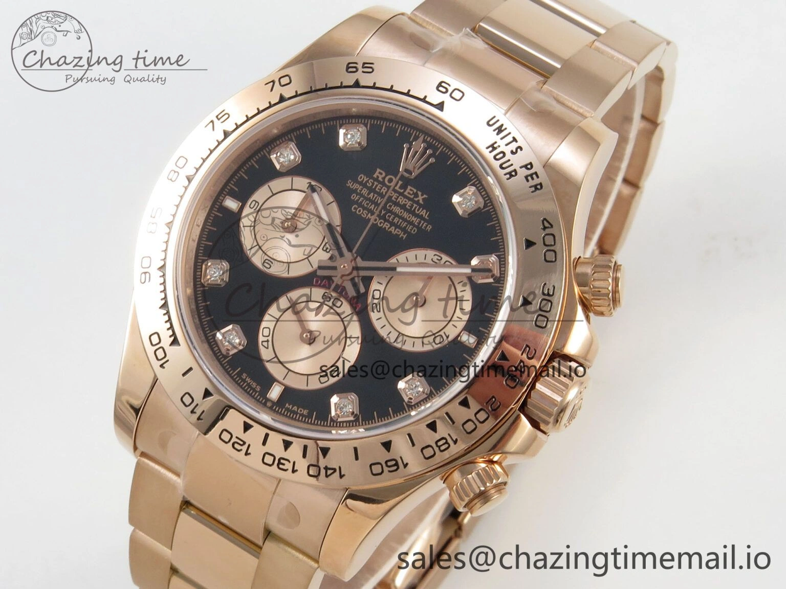 EasyCare Daytona 126505 1:1 Best Edition Clean RG Black Diamonds Dial on RG Bracelet Super Clone DD 249