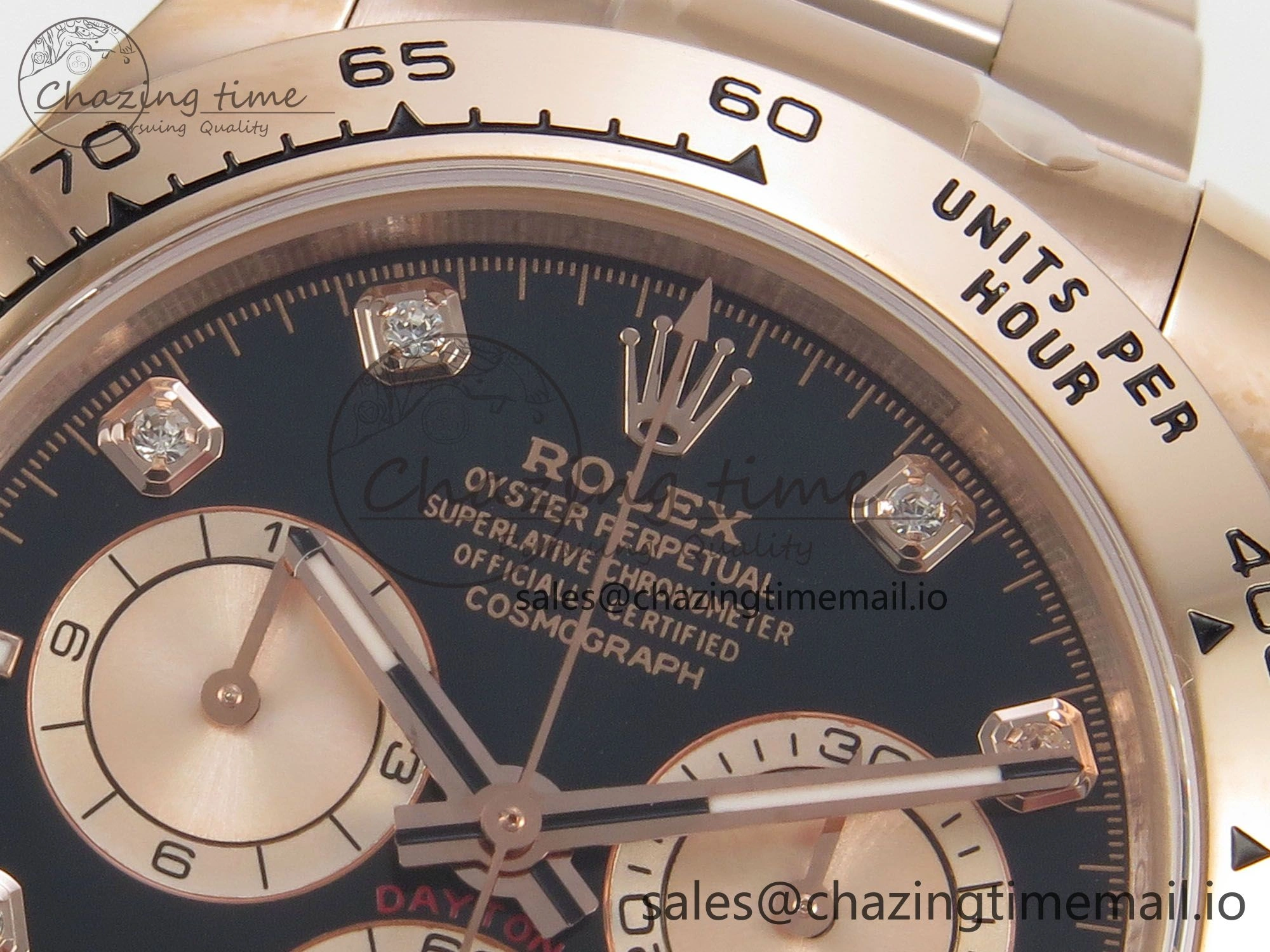 EasyCare Daytona 126505 1:1 Best Edition Clean RG Black Diamonds Dial on RG Bracelet Super Clone DD 249