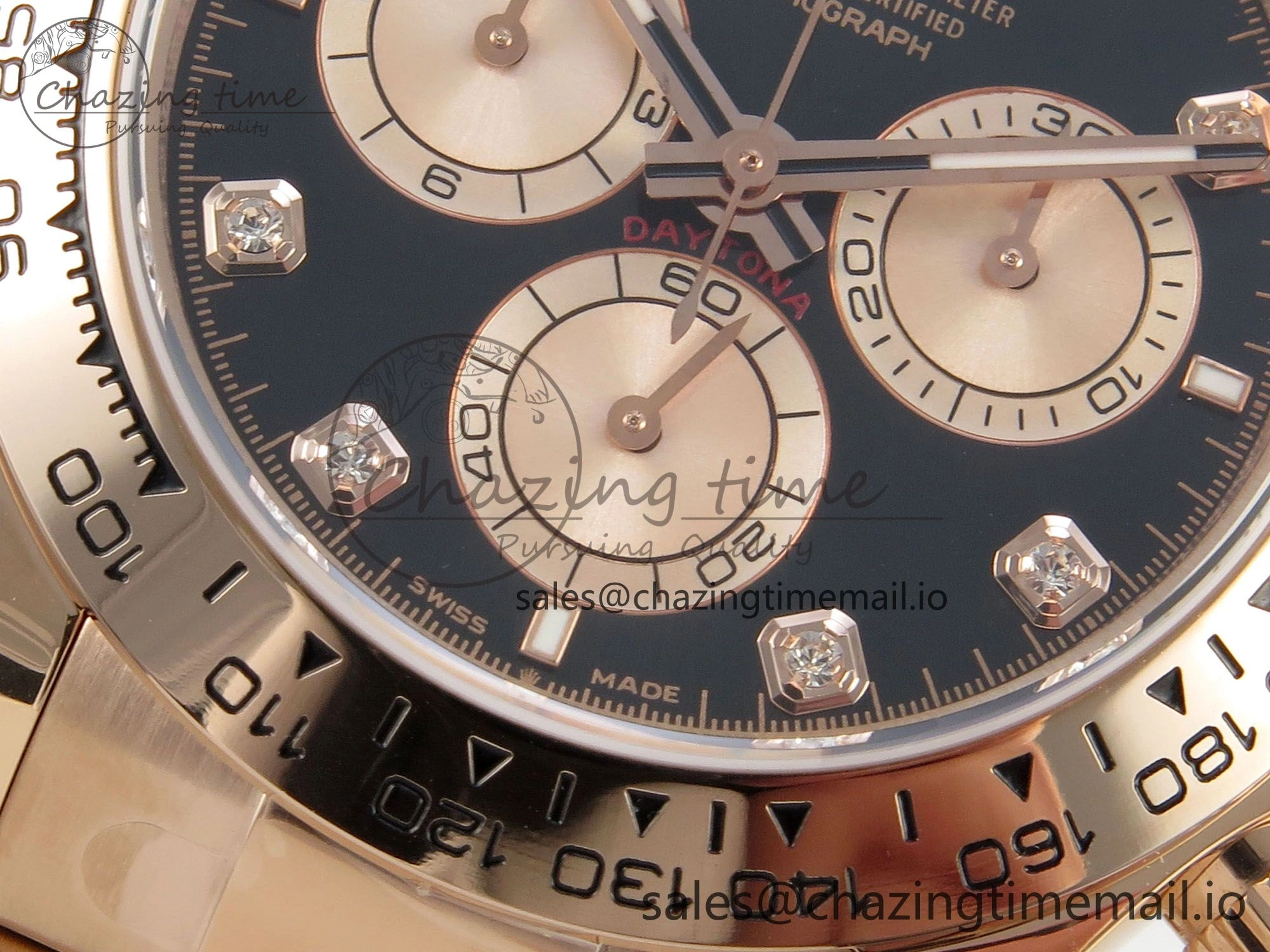 EasyCare Daytona 126505 1:1 Best Edition Clean RG Black Diamonds Dial on RG Bracelet Super Clone DD 249