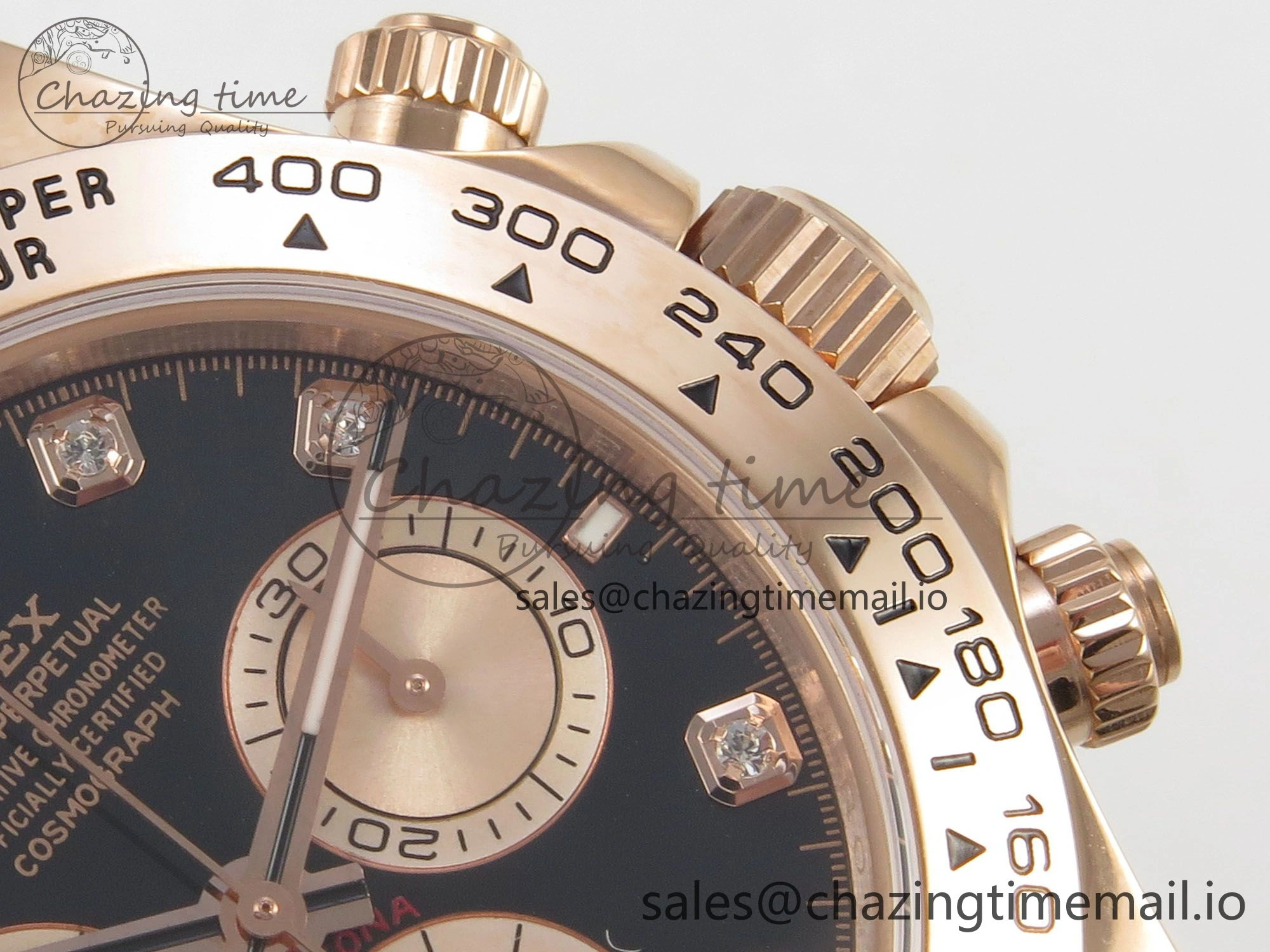 EasyCare Daytona 126505 1:1 Best Edition Clean RG Black Diamonds Dial on RG Bracelet Super Clone DD 249