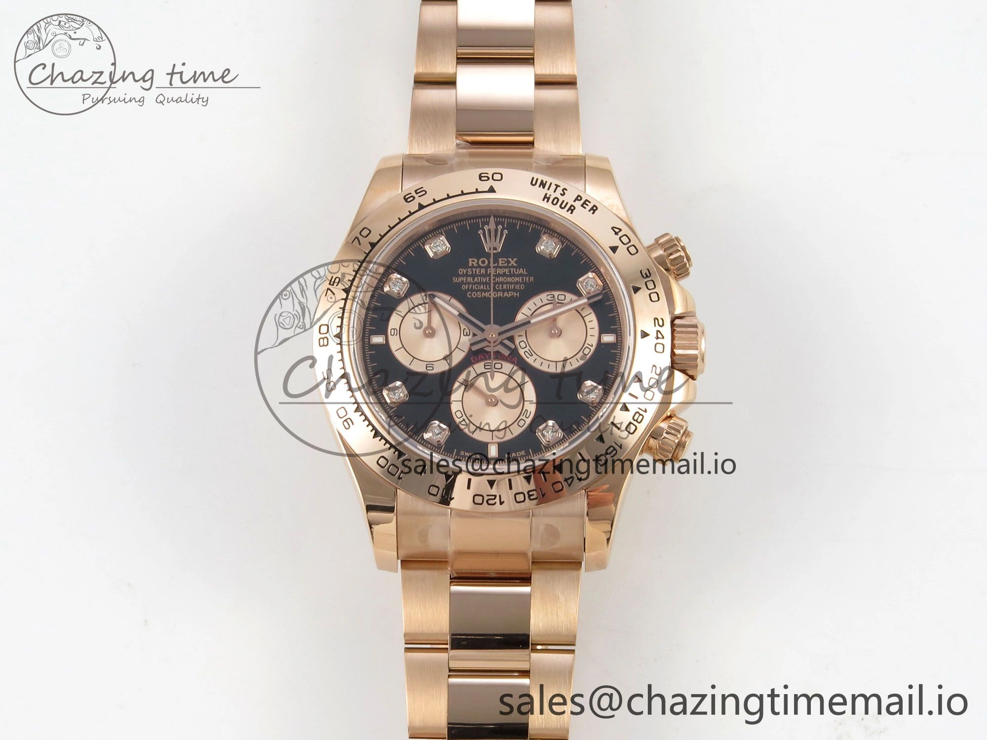 EasyCare Daytona 126505 1:1 Best Edition Clean RG Black Diamonds Dial on RG Bracelet Super Clone DD 249
