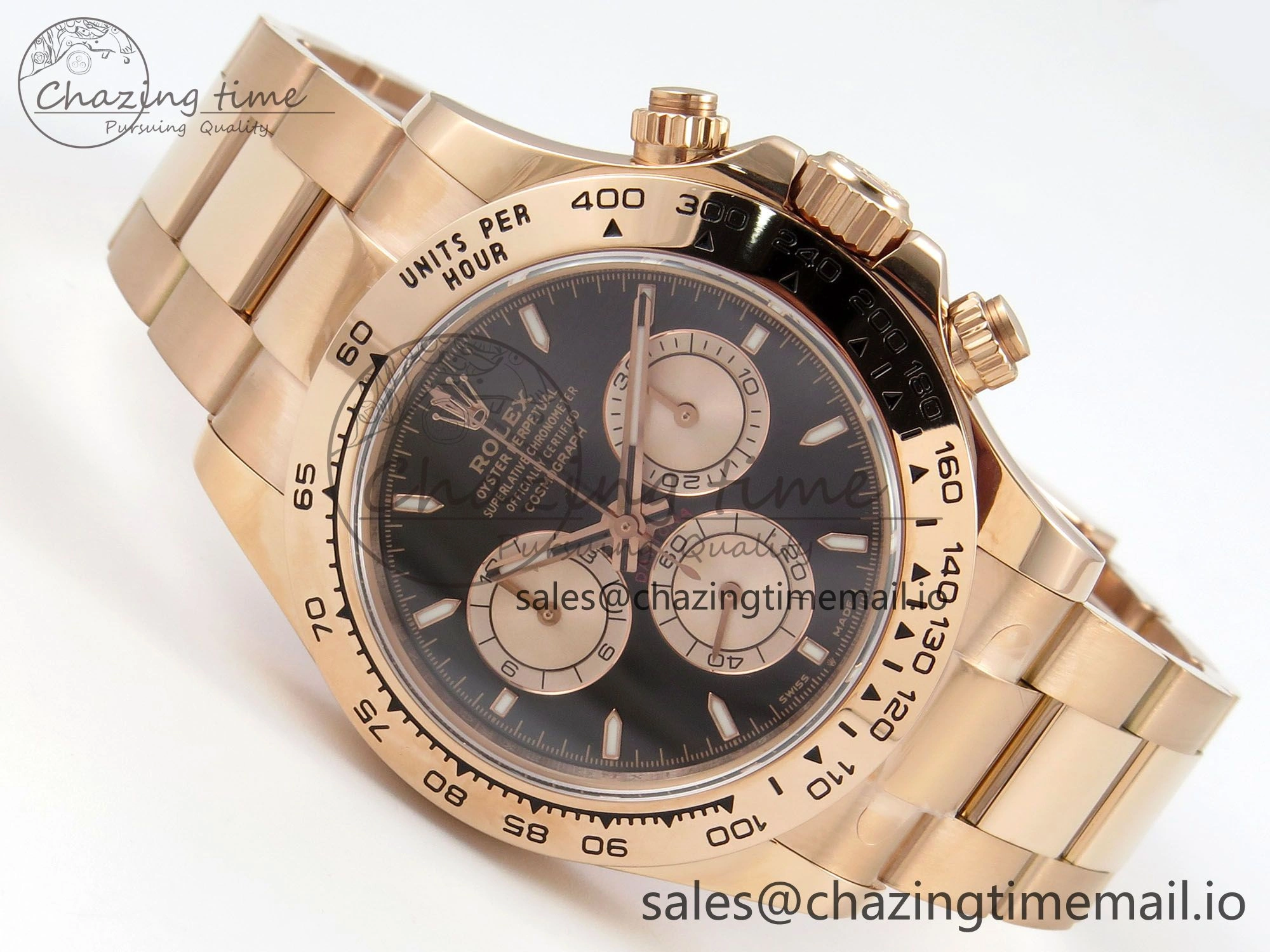 RelaxedFit Daytona 126505 1:1 Best Edition Clean RG Black Stick Dial on RG Bracelet Super Clone DD 251