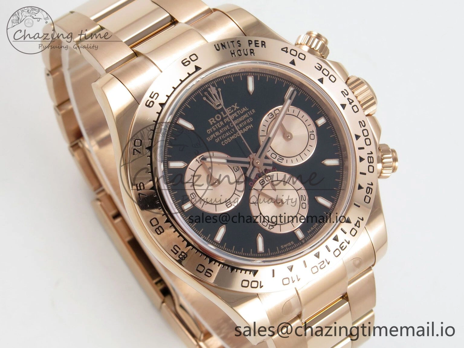 RelaxedFit Daytona 126505 1:1 Best Edition Clean RG Black Stick Dial on RG Bracelet Super Clone DD 251