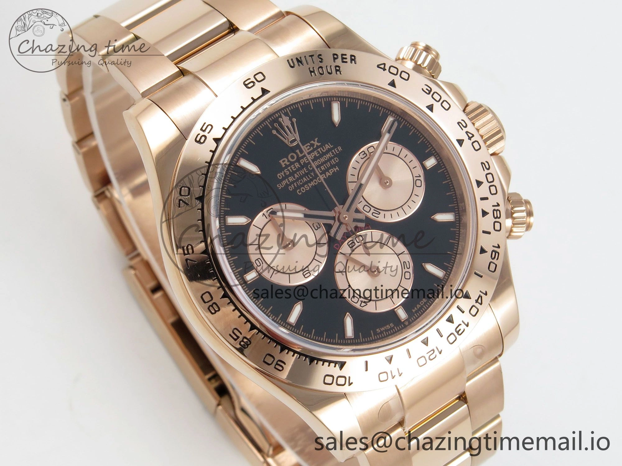 RelaxedFit Daytona 126505 1:1 Best Edition Clean RG Black Stick Dial on RG Bracelet Super Clone DD 251