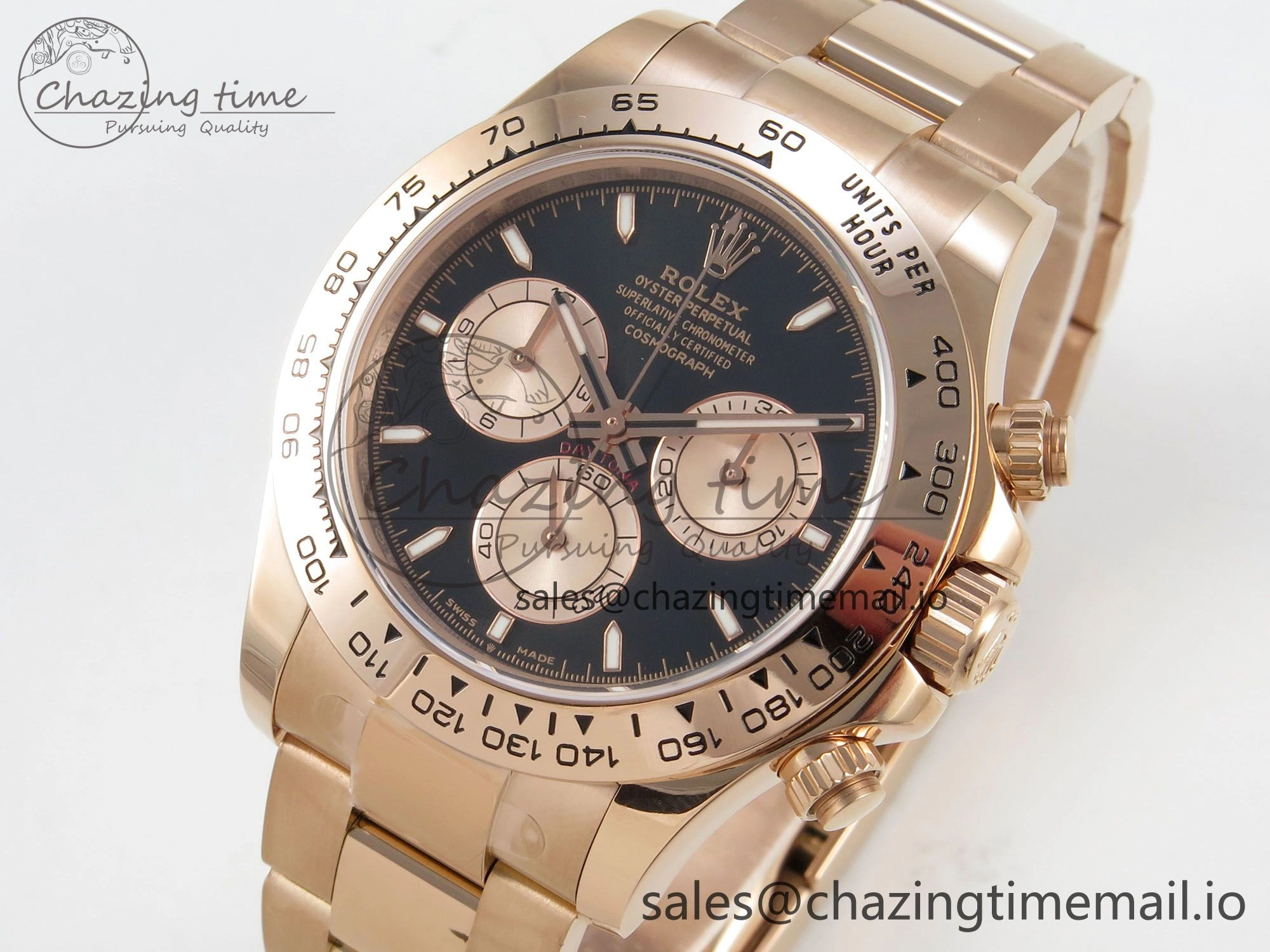 RelaxedFit Daytona 126505 1:1 Best Edition Clean RG Black Stick Dial on RG Bracelet Super Clone DD 251