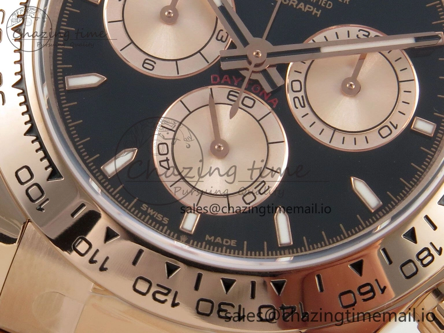 RelaxedFit Daytona 126505 1:1 Best Edition Clean RG Black Stick Dial on RG Bracelet Super Clone DD 251