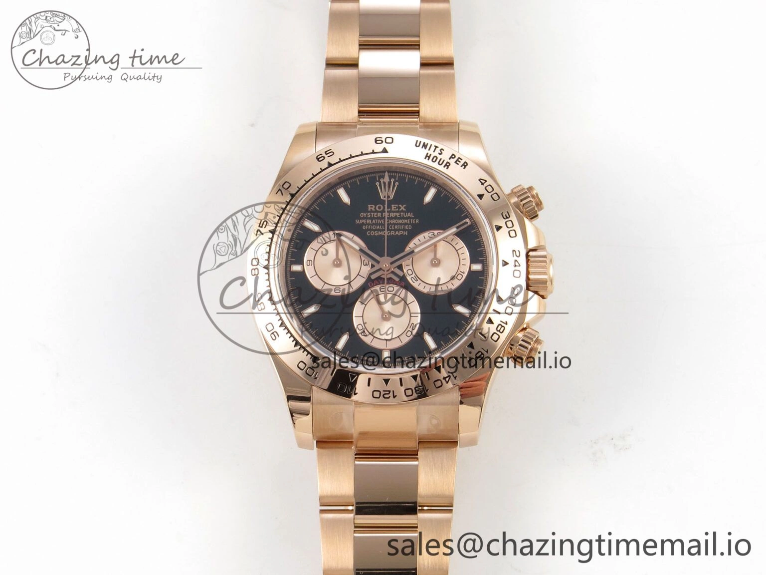 RelaxedFit Daytona 126505 1:1 Best Edition Clean RG Black Stick Dial on RG Bracelet Super Clone DD 251